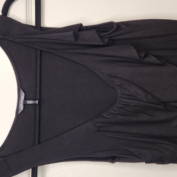 Daisy Fuentes Women's Black Sleeveless V-neckline Ruffled Front Dress Size S - Picture 2 of 12